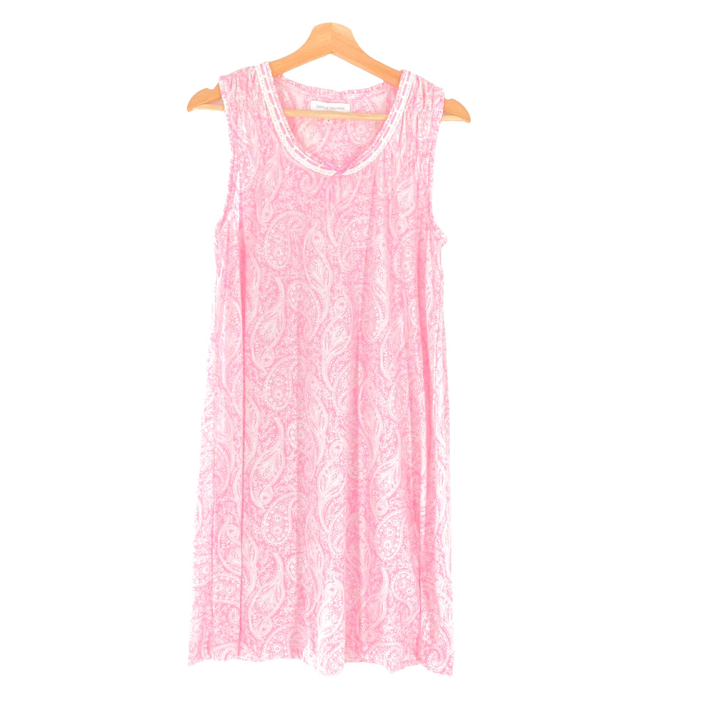 Carole Hochman Walz Sleeveless Nightgown Pink Paisley Lace